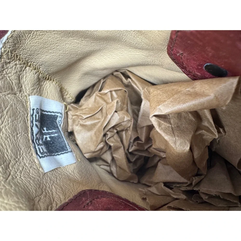 Frye Button ❤️Short‎ Red Leather Boots Boho Whimsigoth Coastal Cowgirl  festival